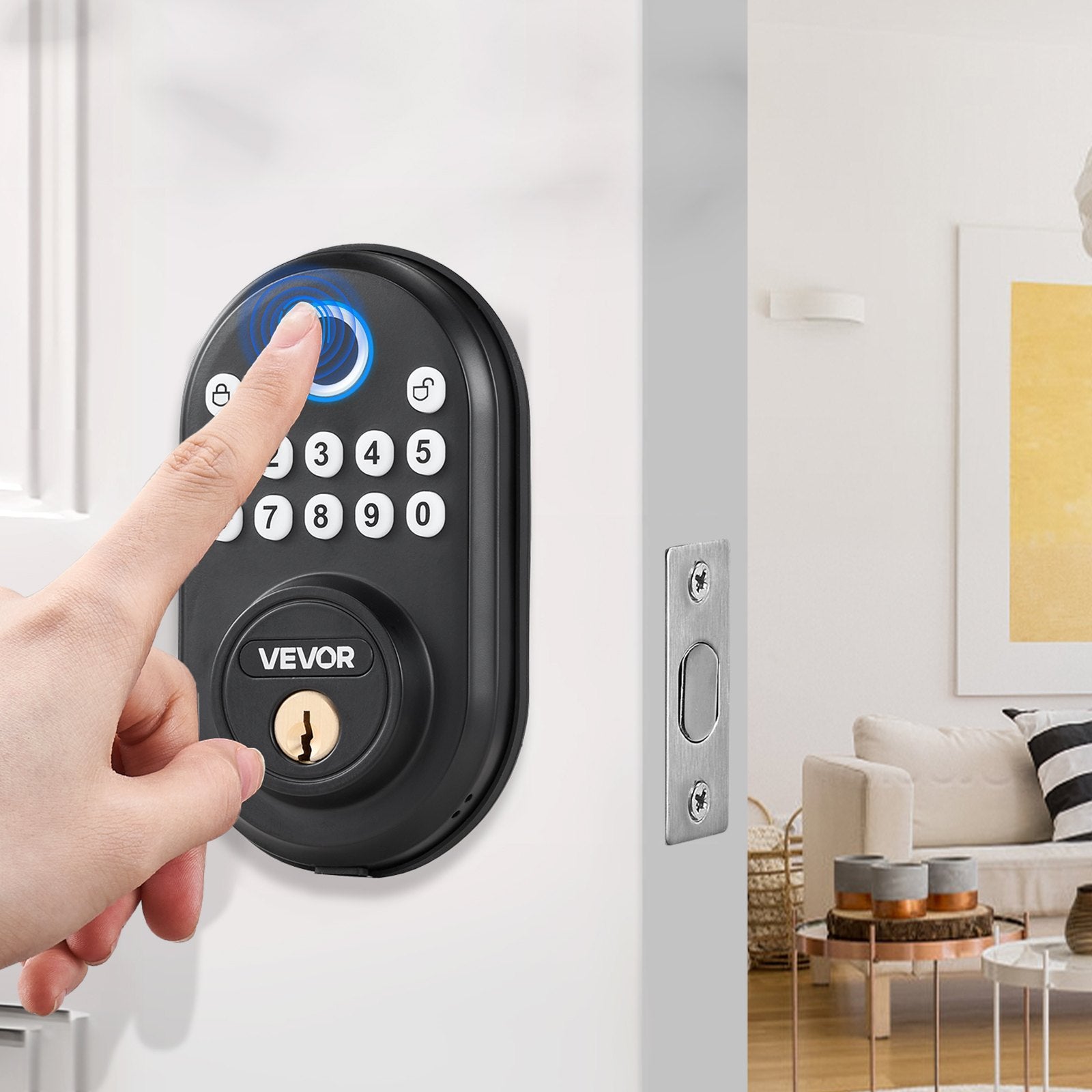 Fingerprint Door Lock Keyless Entry Door Lock Password And Key Unlock