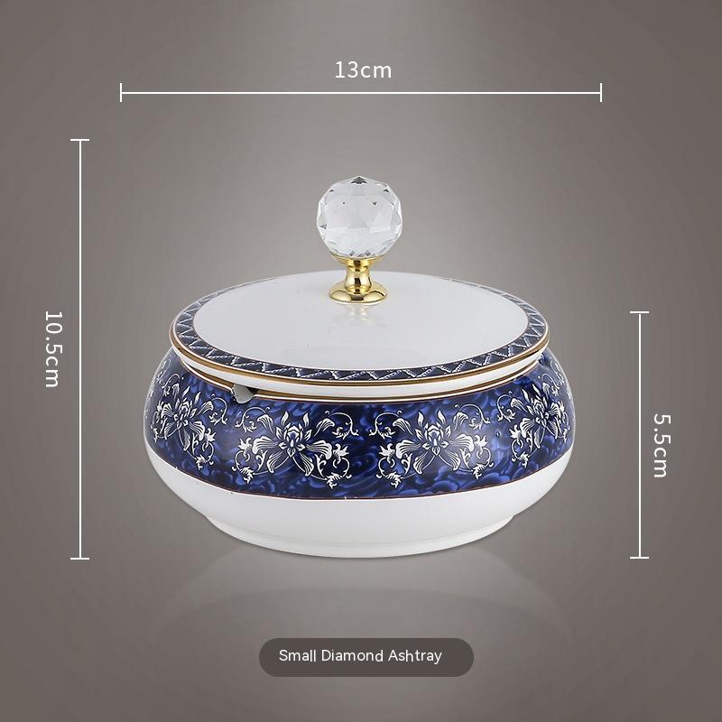 Office Home Living Room Coffee Table Blue And White Porcelain Vintage Ceramic Ashtray With Lid